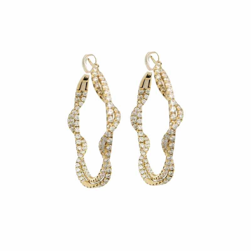 Spiral twist Diamond Hoops in 18K White Gold